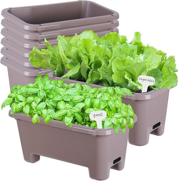 Self-Watering Rectangle Planter Boxes 8-Pack, 15.7-Inch Window Box Planter by Oliz