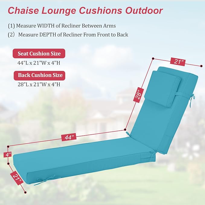 Chaise Lounge Cushions Outdoor 72x21x4 Inch, Patio Lounger Chair Cushion - Image 2