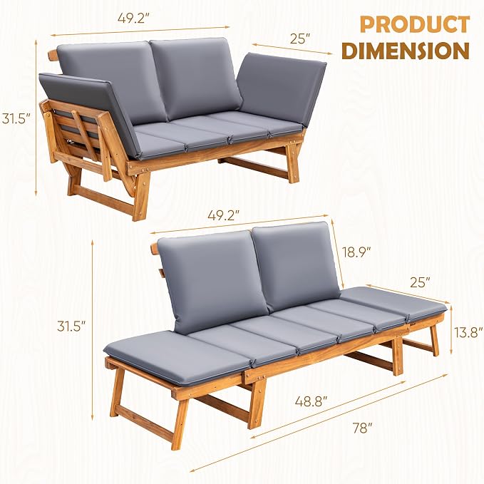 Greesum Patio Convertible Couch Sofa Bed - Image 3