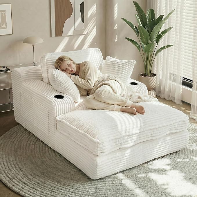 67" Oversized Chaise Lounge Chair Indoor, Soft Boneless Cloud Couch by Unknown
