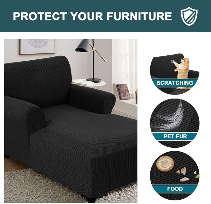 FantasDecor Chaise Lounge Cover Stretch Chair Lattice Slipcover - Image 5