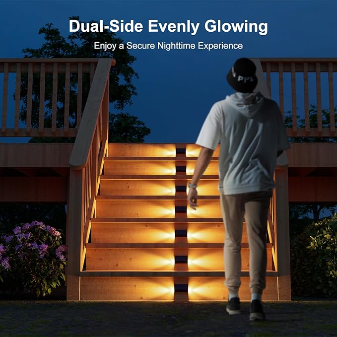 12 Pack Solar Powered Stair Lights Outdoor Waterproof Warm White Lamps - Image 2