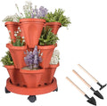 DUNCHATY Stackable Planters 3 Tier Vertical Garden Planting Tower Planters by DUNCHATY
