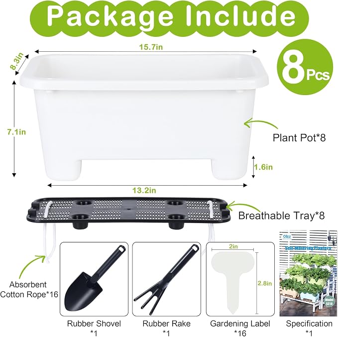 Self-Watering Rectangle Planter Boxes 8-Pack, 15.7-Inch Window Box Planter - Image 6