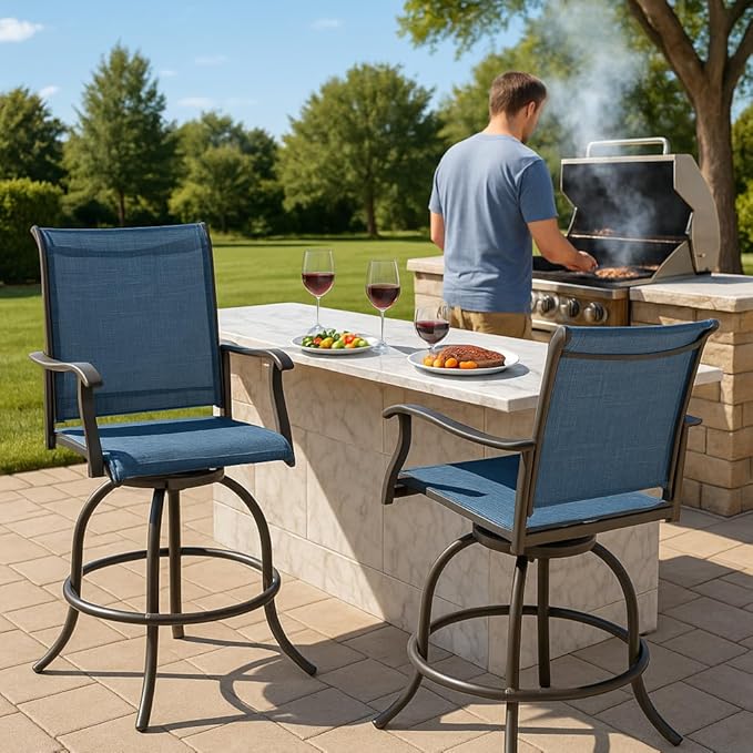 Kozyard Isabella Outdoor Swivel Bar Stools, Counter Height Patio Swivel Chairs by Kozyard