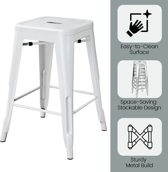 Yaheetech 24 Inch Metal Barstools Set of 4, Counter Height Backless Stools - Image 4