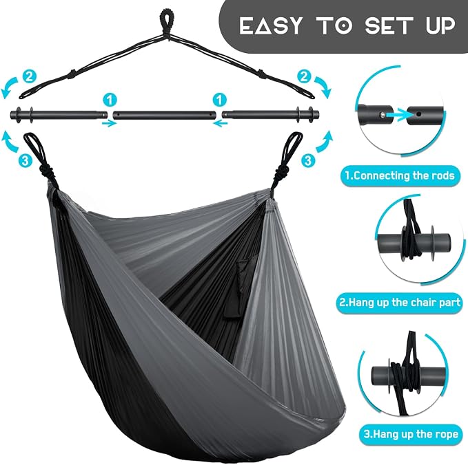 Hammock Swing Chair for Outdoor & Indoor, Lightweight & Portable - Image 7