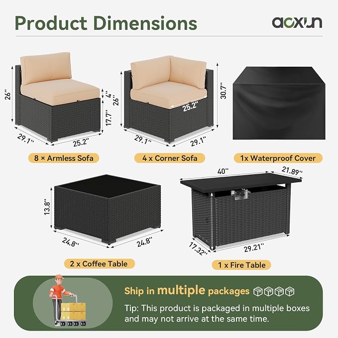 Aoxun 15 Piece Patio Furniture Set - Image 5
