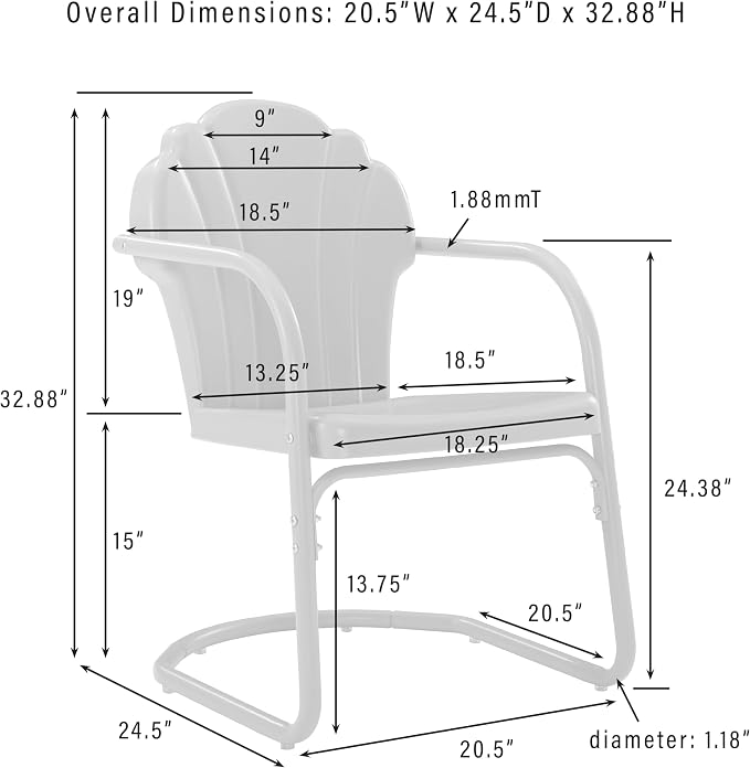 Crosley Furniture Tulip 5-Piece Outdoor Dining Set - Image 7