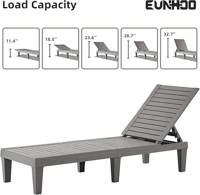 Outdoor Chaise Lounge Set of 2, Adjustable Pool Lounge Chair - Image 4