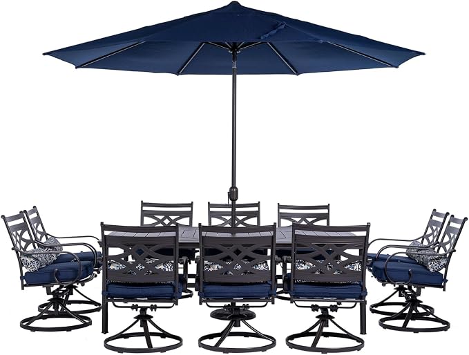 Hanover Montclair 11-Piece Outdoor Dining Set, All-Weather Outdoor Patio Dining by Hanover