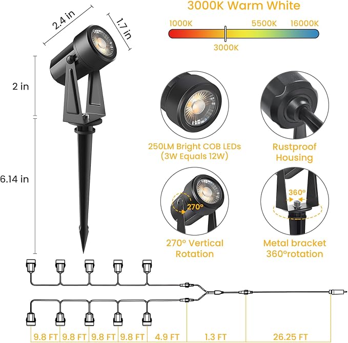 Svater Landscape Lighting Low Voltage, 10 Pack Outdoor Spotlights - Image 2