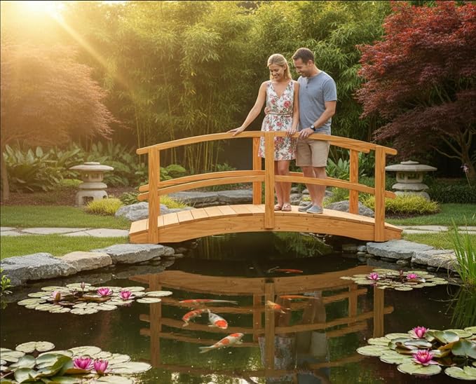8 FT Natural Amish Made Garden Bridge - Image 4