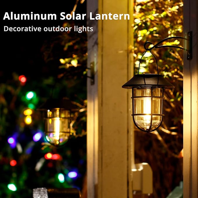 Solar Lantern Outdoor Hanging Solar Lights, Waterproof Metal Outdoor Lights - Image 2