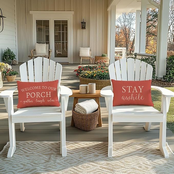 PANDICORN Welcome to Our Porch Stay Awhile Outdoor Lumbar Decorative Throw - Image 7