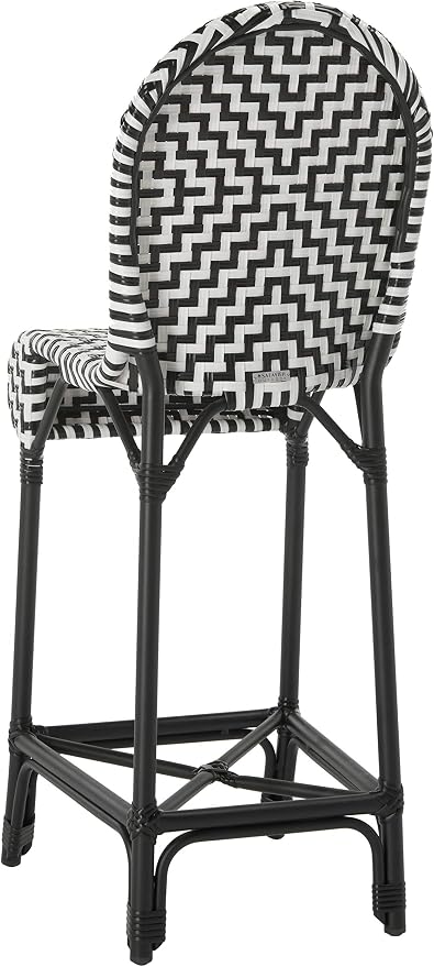 SAFAVIEH Outdoor Collection Tilden Black and White Indoor/Outdoor Bar Stool - Image 5