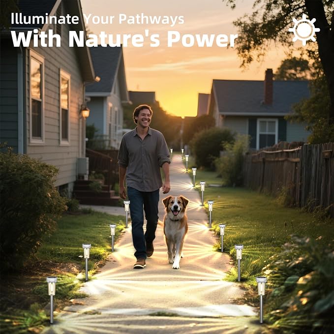 DERAYSION Solar Lights Outdoor, 8 Pack Solar Pathway Lights Waterproof Garden - Image 7