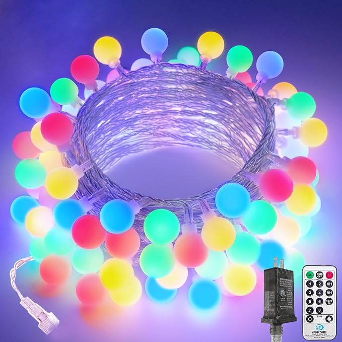LORRYTE Connectable 100LED Globe String Lights Indoor Outdoor - 43FT Multicolor by LORRYTE