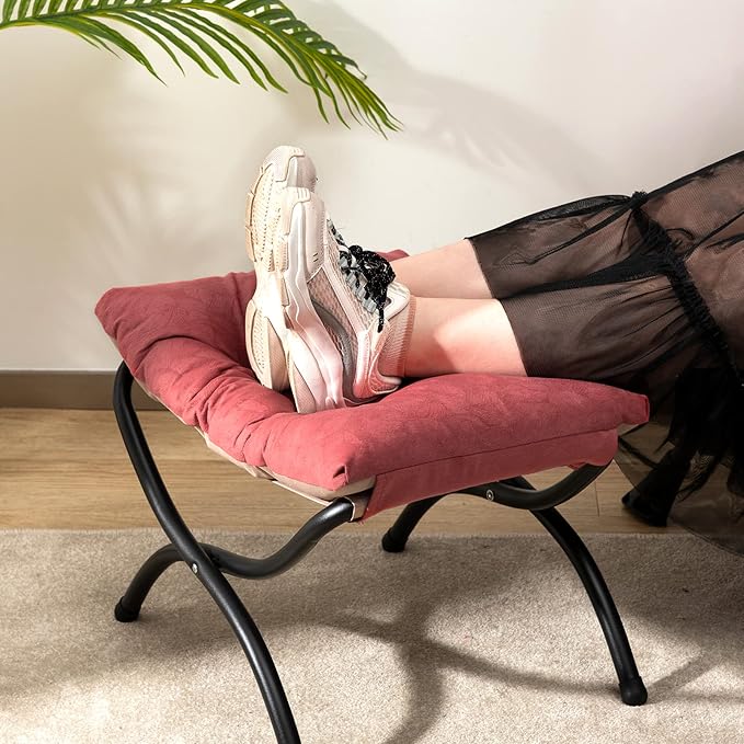 AbocoFur 15" Folding Footrest Stool, Accent Padded Sofa Foot Stool - Image 2