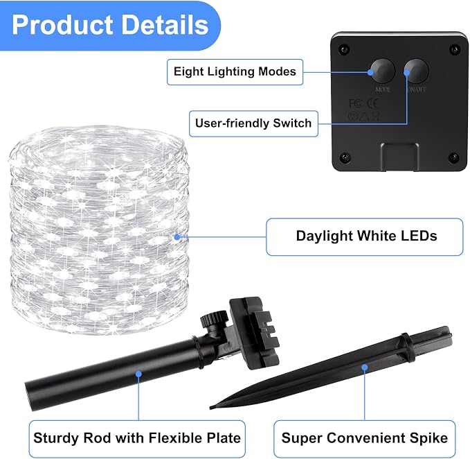 Brightever Solar Powered String Lights Outdoor Waterproof, Solar Fairy Lights - Image 2