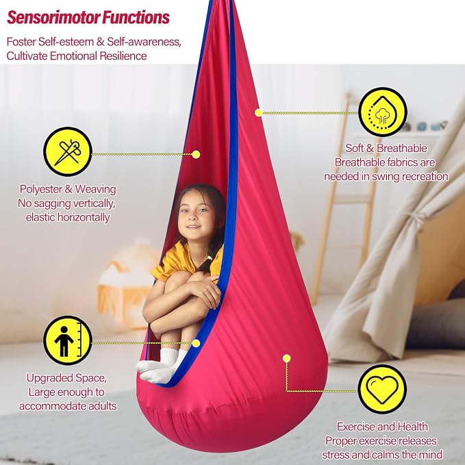 Kids Pod Swing Seat, Max 300 Lbs, Child Sensory Swing Chair Indoor & Outdoor - Image 5