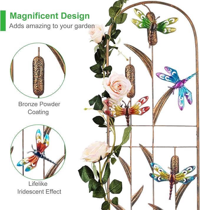 SUNNYPARK Set of 2 Dragonfly Metal Garden Trellis - Image 3