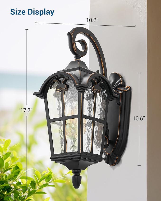 DEWENWILS Outdoor Wall Light Fixtures, Anti-Rust & Waterproof, Water Ripple - Image 7