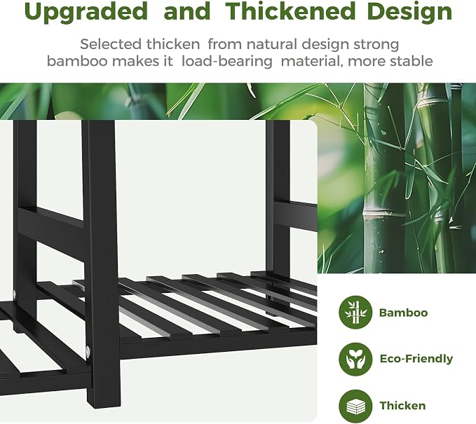 Bamworld Plant Shelf Indoor 55" Tall Bamboo Plant Shelves 5 Tier Hanging Plant - Image 4