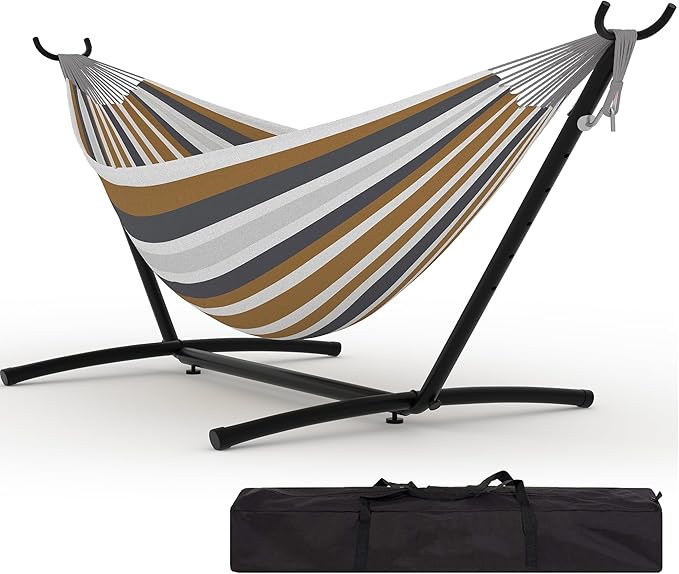 2 Person Hammocks with Stand for Outside, Double Hammocks Portable Space Saving by Garvee