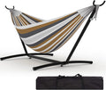 Double Hammocks with Stand for Outside, Portable Space Saving Heavy-Duty Steel by KYBOLT