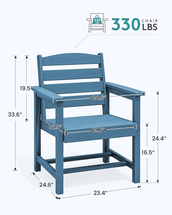 SERWALL Outdoor Dining Chairs Set of 4, All-Weather HDPE Patio Chair - Image 2