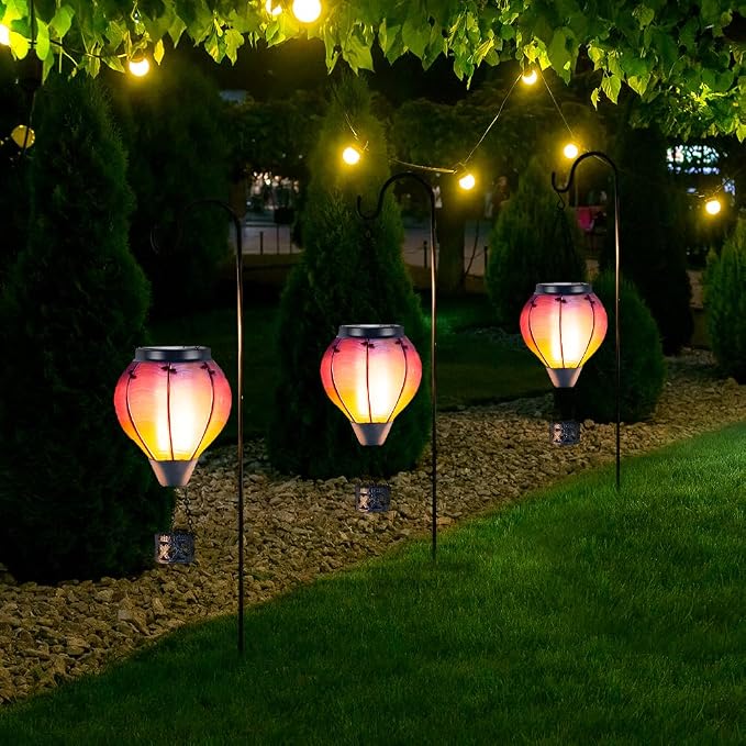 Starsoul Glass Solar Hot Air Balloon Flickering Flame Hanging Garden Light - Image 3