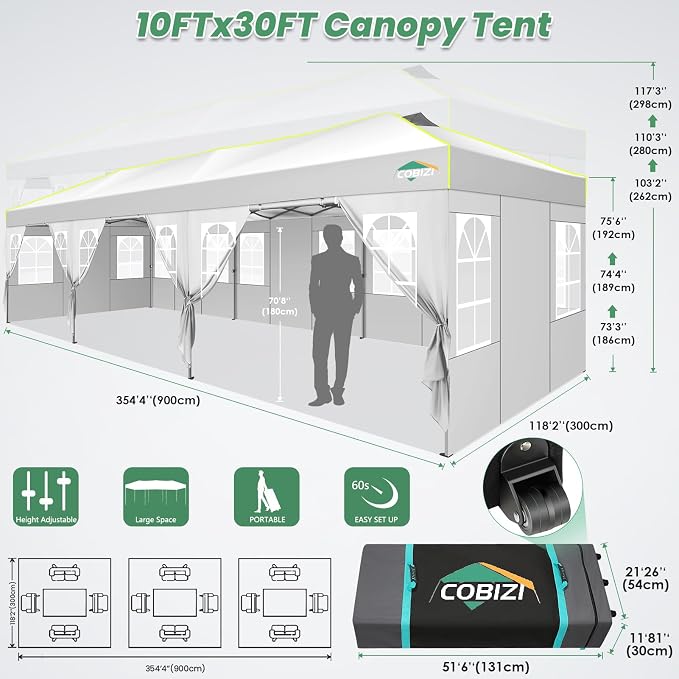 COBIZI 10x30 Pop Up Canopy Tent - Image 4