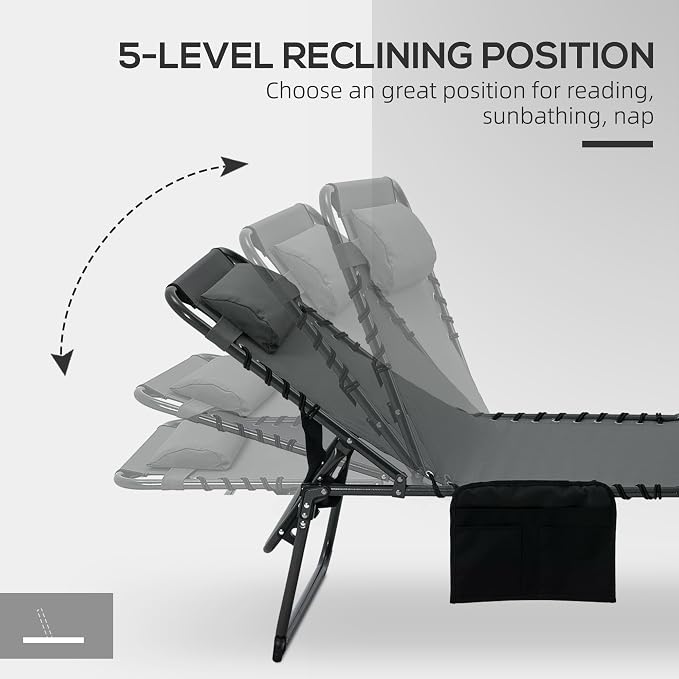 Outsunny Folding Chaise Lounge - Image 6