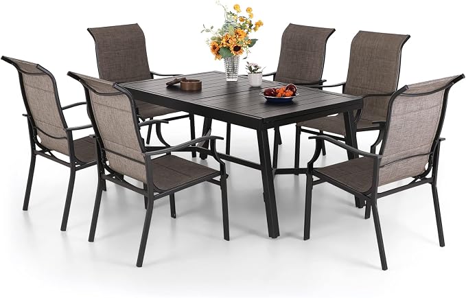 PHI VILLA 7 PCS Patio Dining Set, Outdoor Table and Chair Set by PHIVILLAThepioneerofcomfortablehouseholdsupplies