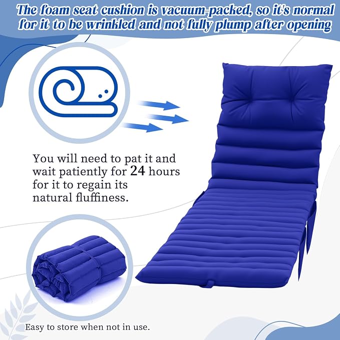 Kigley Outdoor Lounge Chair Cushions Set of 2, 72.8 x 24 x 2.3 Inch Patio - Image 3