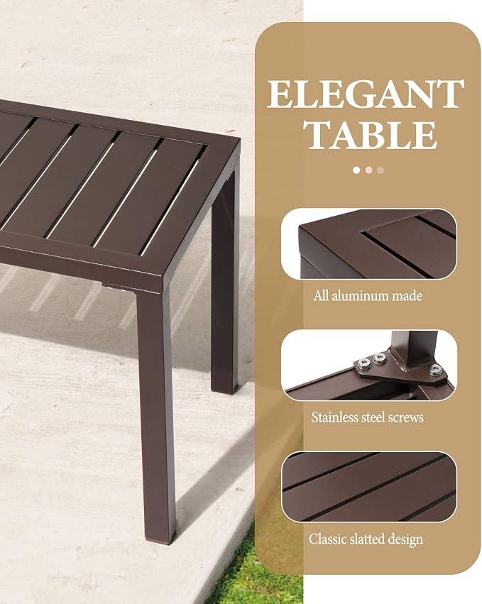 Crestlive Products Outdoor Side Table Set of 2, Aluminum Rectangular Side/End - Image 5