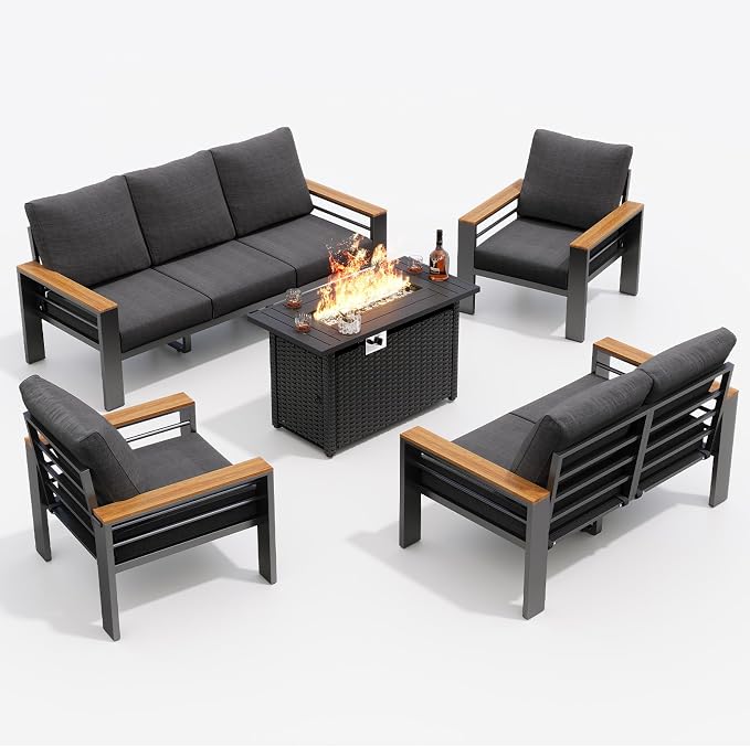 Aoxun Aluminum Outdoor Patio Furniture Set, 8-piece Outdoor Sectional - Image 8