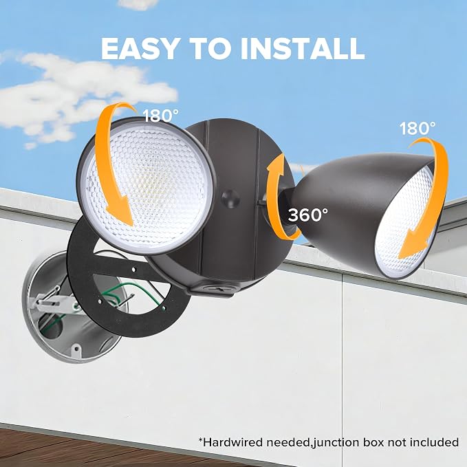 LUTEC 3500 Lumen 32 Watt 28 LED Dual-Head Floodlight Outdoor, Full Metal Design - Image 6