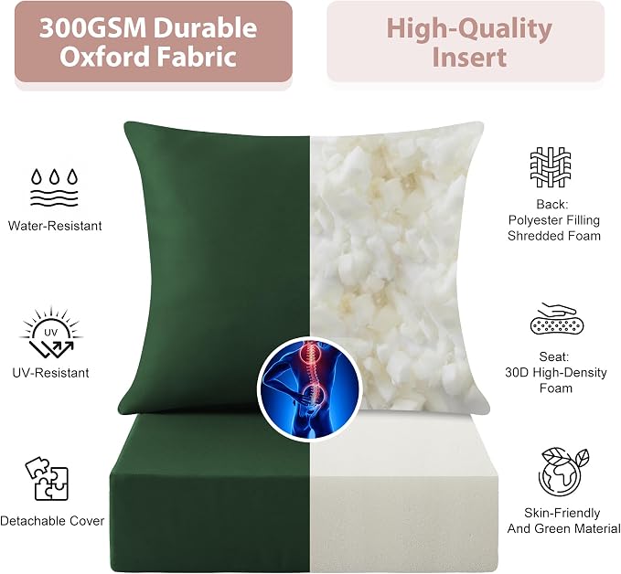 Outdoor Deep Seat Cushion Set, 24x24 Inch Water-Resistant & Fade-Resistant - Image 4