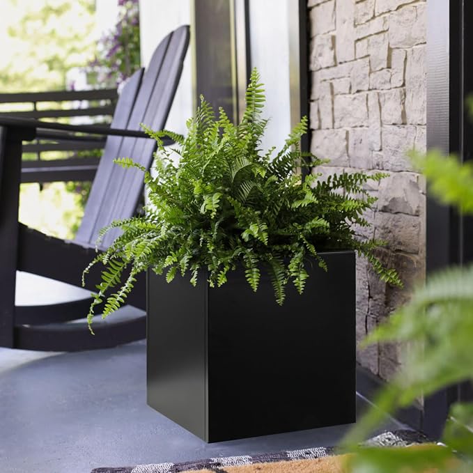 Galvanized Steel Black Planter Box Square 28 in Metal Large Planter Box Outdoor - Image 5