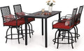 Sophia & William Patio Bar Set 5 Piece Outdoor Dining Set, 4 Swivel Bar Stools by SophiaWilliam