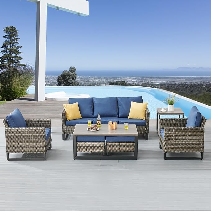 Belord 7 Piece Outdoor Furniture Patio Wicker Sofa Set, Oversize Outdoor Dining - Image 2