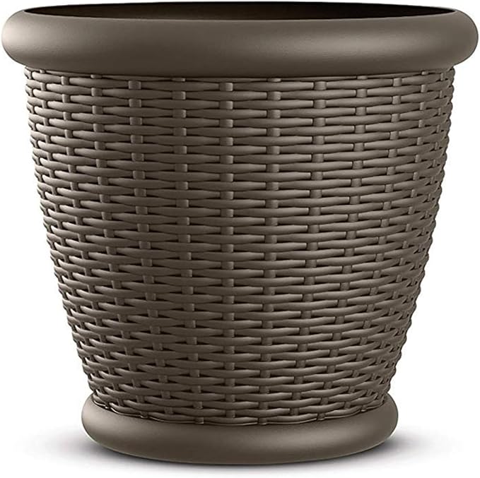 Suncast 4 Pack Wicker Planter w/ Drillable Drain Holes, Decorative - Image 6