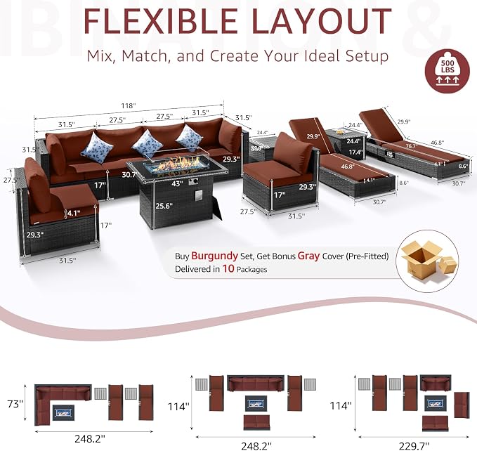 NICESOUL 11 Piece Outdoor Furniture - Image 3