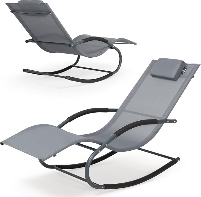 Outdoor Lounge Chair with Pillow, Pool Chaise Lounge Chair Set of 2 - Image 7