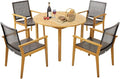 Tangkula 5 Pieces Patio Dining Set, 4 Patio Wicker Armchairs and Round Acacia by TANGKULA