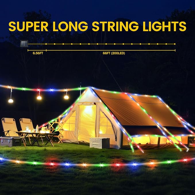 200 LED Solar Rope Lights Outdoor, 66FT Solar String Lights Indoor Waterproof - Image 6