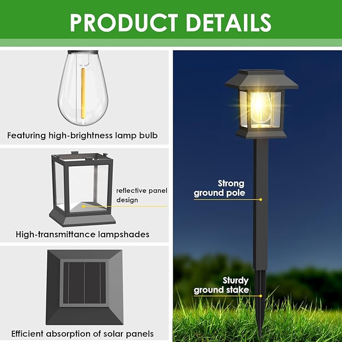 Solar Outdoor Lights, 12 Pack Solar Pathway Lights Waterproof, Landscape - Image 4