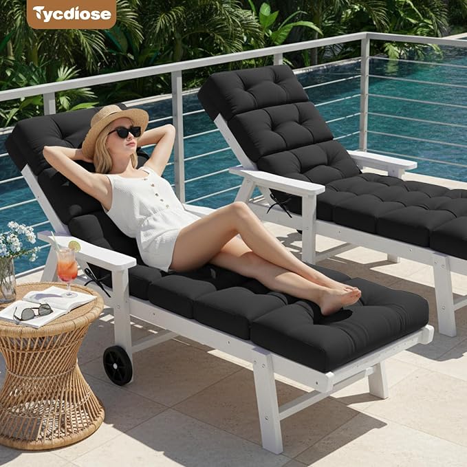 All Weather Chaise Lounge Cushions Outdoor 74.4 x 22 x 4 Inches Lounge Chair - Image 4